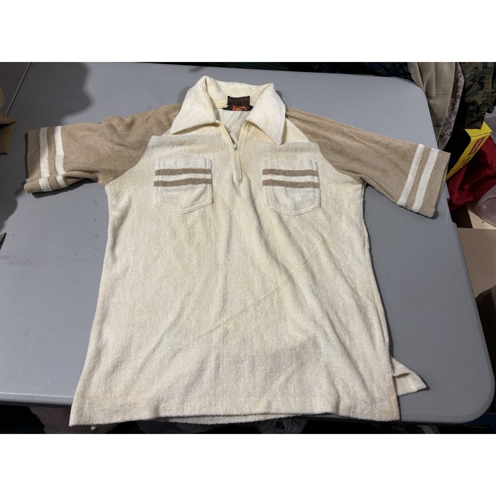 VTG HUK A POO Polo Shirt Mens Medium M Polo Shirt Pocket Front 70s